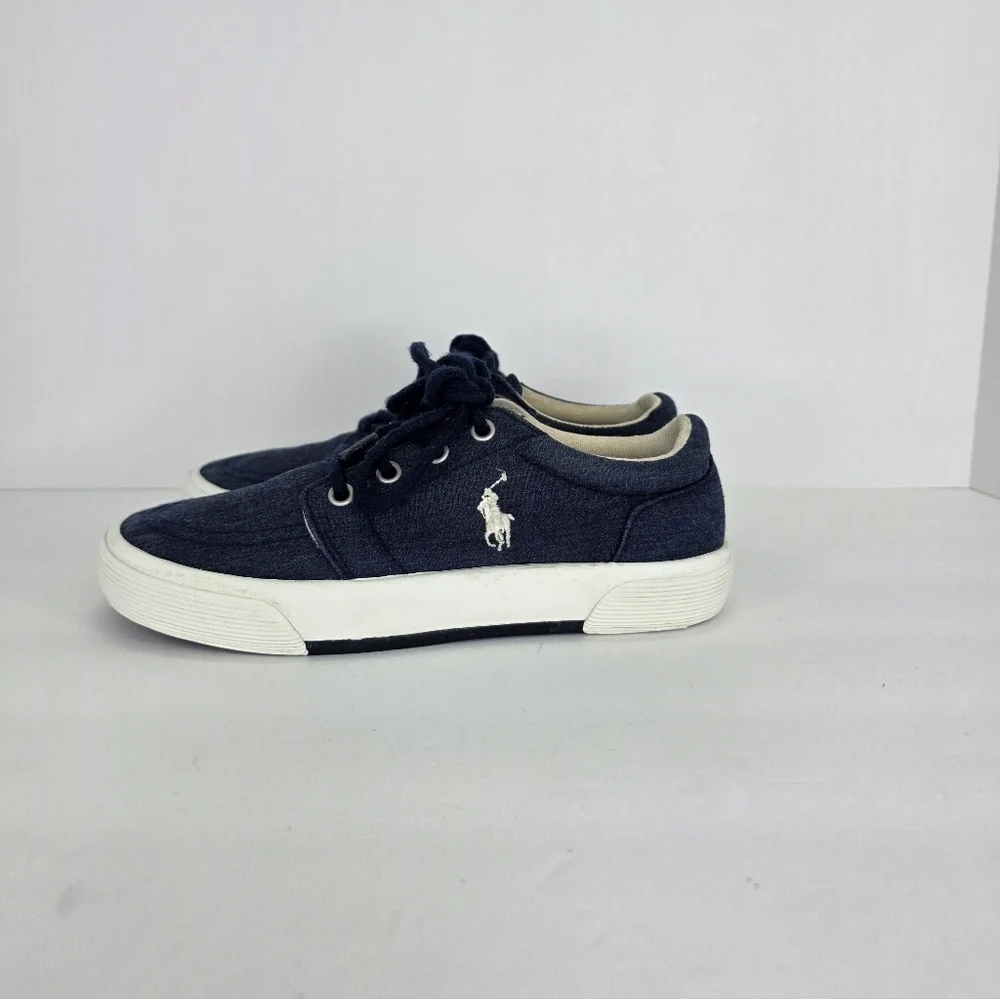Polo Ralph Lauren Kids Faxon II Lace-Up Sneakers Pony Logo Cotton Canvas SZ 13.5